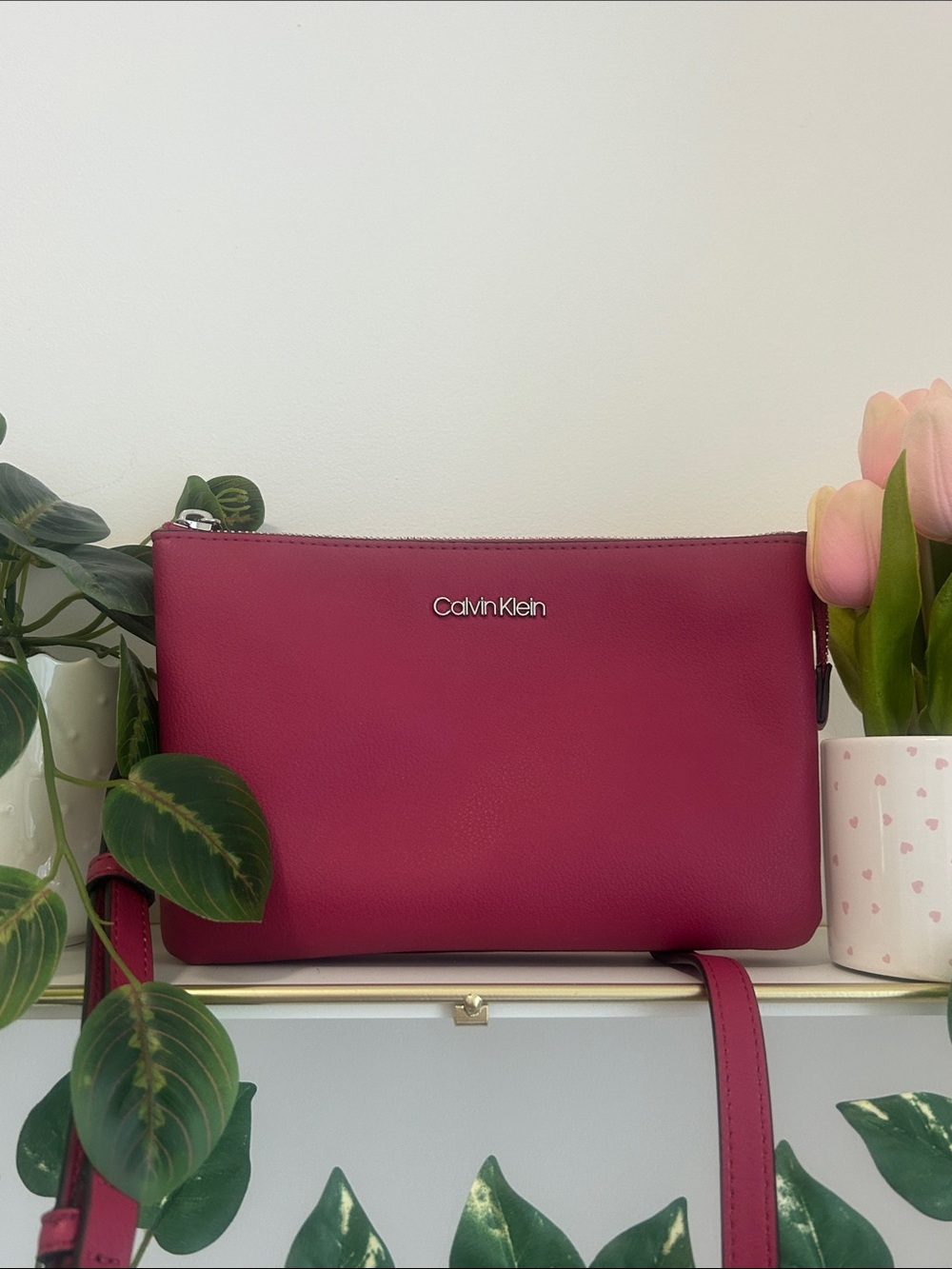 Calvin Klein Hot Pink Faux Leather
Crossbody Bag